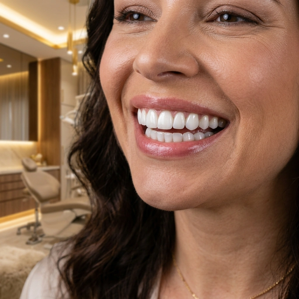 Woman Smiling After Porcelain Veneer Treatment Chennai